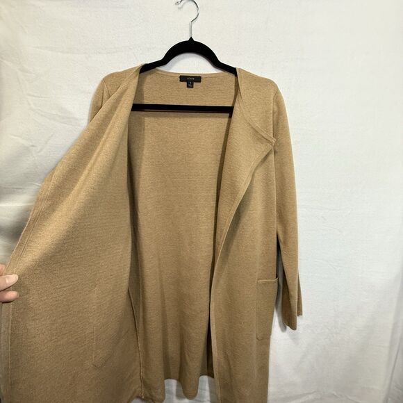 J.Crew Juliette Collarless Sweater Blazer Tan Wool Longline Women's S Workwear - Picture 6 of 8